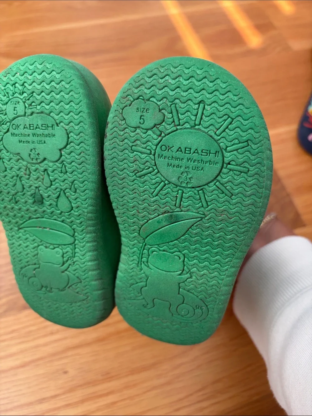 Okabashi Green Kids Rain Boots with Round Pull Handles
